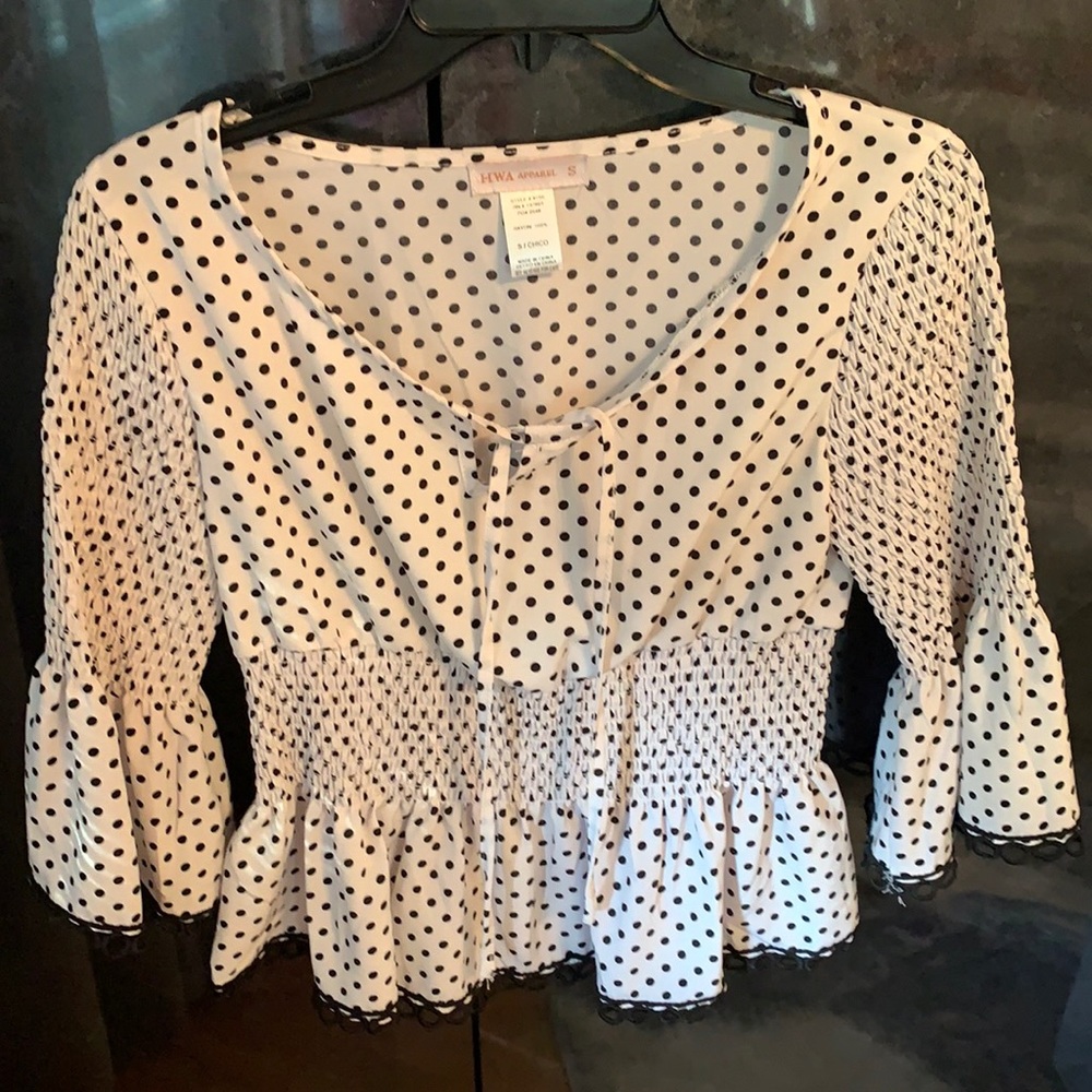 Ruched waist polka dot top